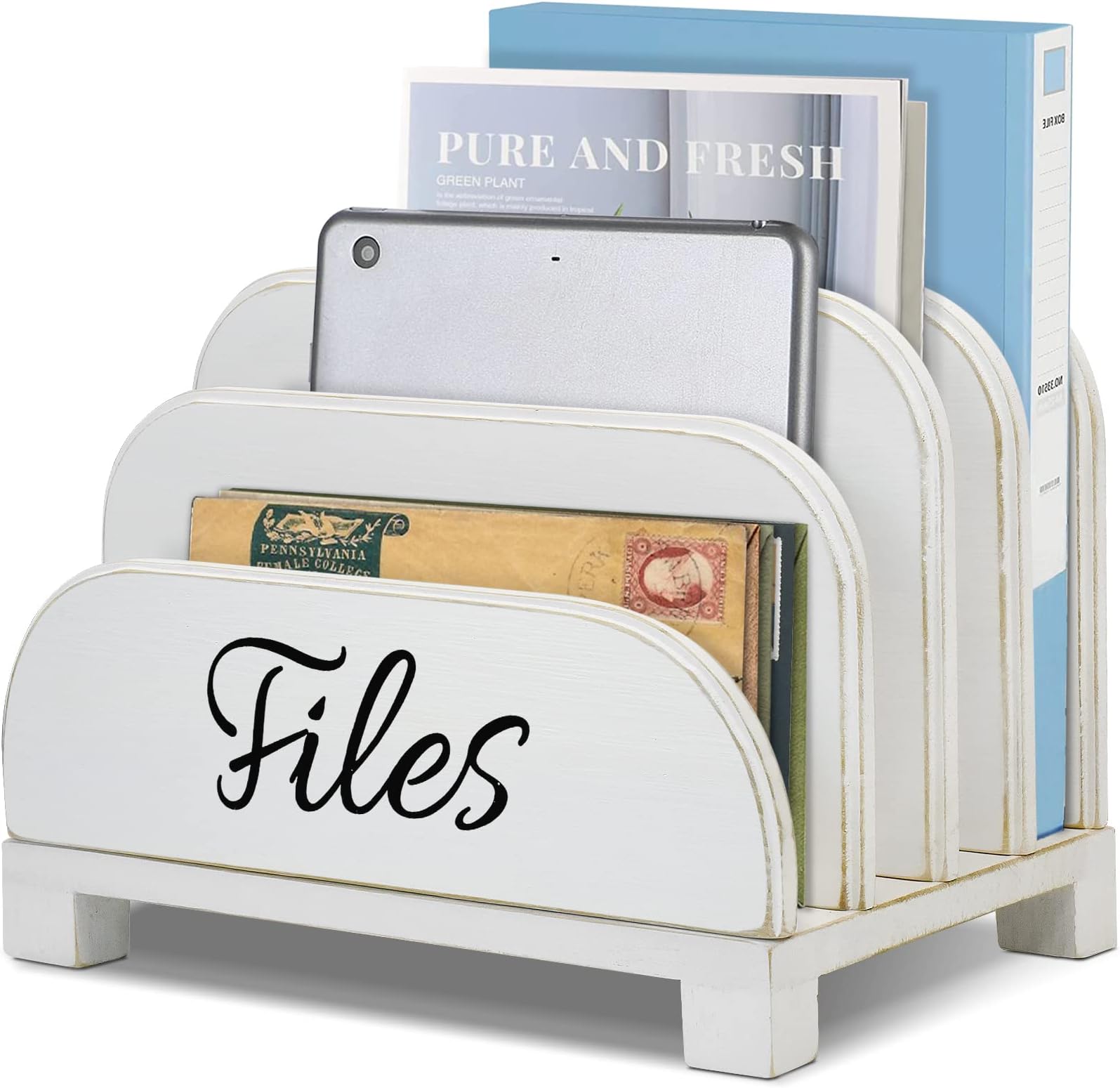 Amazon.com : Rae Dunn Desktop Letter Holder – 2 Compartment Mail and ...