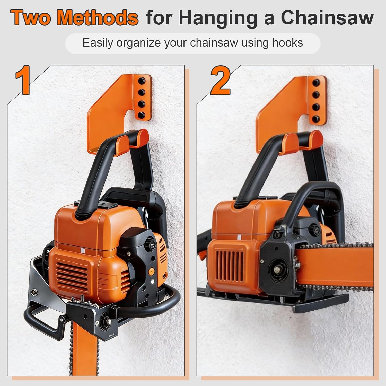 4 Pack Chainsaw Hanger and String Trimmer Hanger Set Weed Trimmers Hooks for Heavy Duty Chainsaw Holder Trimmer Rack Wall Mount Garage Organization Storage Shed Organizer