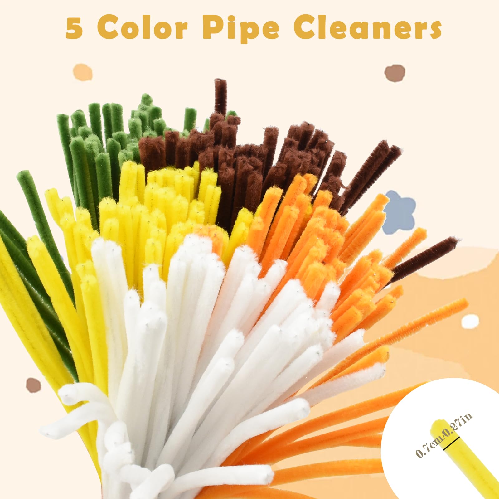 Coriver Flower Pipe Cleaners for Crafts,5 Colors Long Pipe Cleaner - Image 3