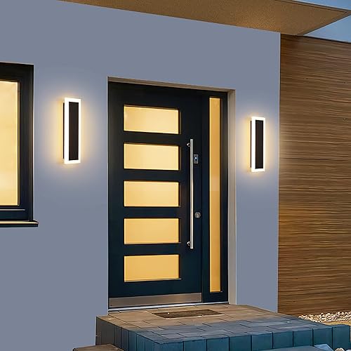 YAOWSZM Paquete de 2 luces LED de pared para exteriores, 8 W, lámpara de pared moderna IP65 para porche, iluminación cálida para patio, garaje,