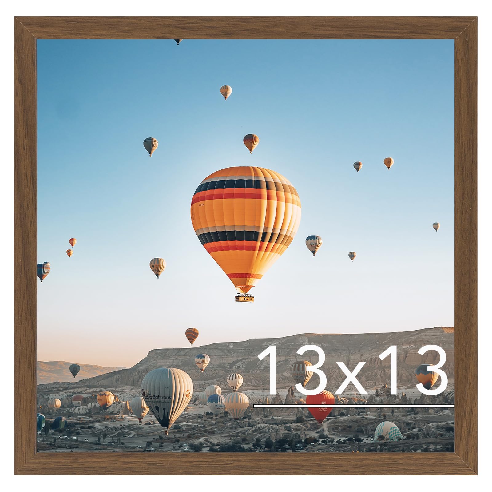 JCJMY 13x13 Picture Frame Brown for Wall Hanging, Wall Mounting Horizontally or Vertically, 13 x 13 Square Wall Gallery Poster Photo Frame with Shatter Resistant Plexiglass, Brown