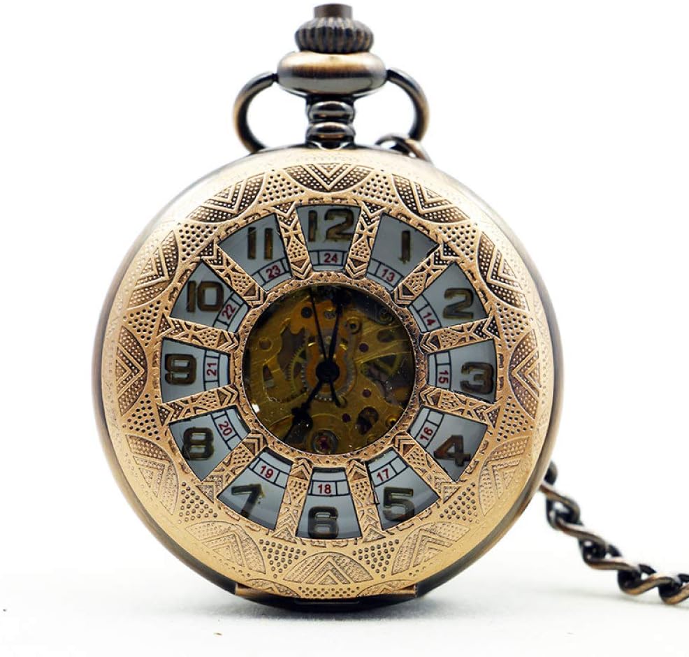 OIFMKC Pocket Watch Luxury Retro Hollowed Wheel Mechanical Pocket Watch with Chain Men's Pocket Watch