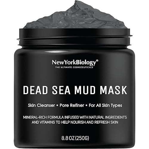 New York Biology Dead Sea Mud Mask for Face and Body | Spa Quality Pore Refiner for Oily Skin | Natural Skincare for Women & Men | Tighten Skin for A Healthier Complexion | 8.8 oz