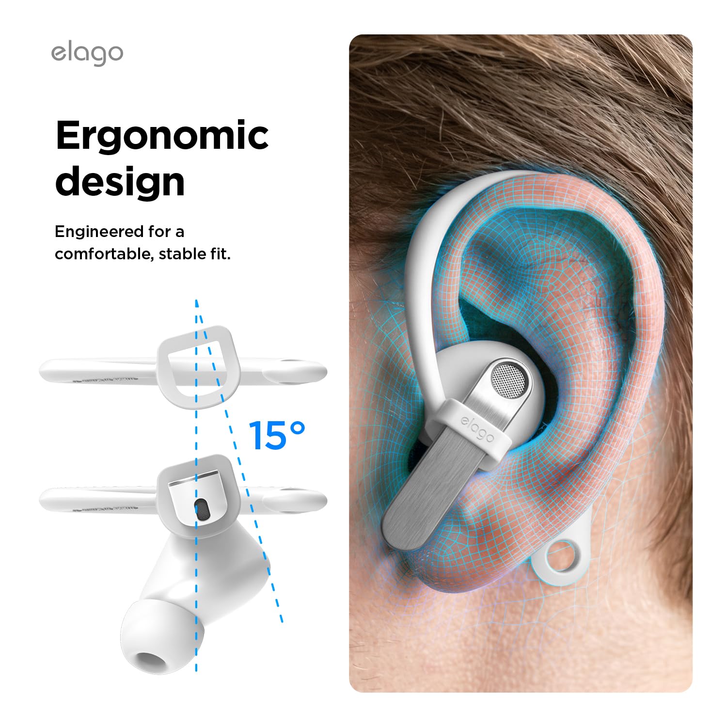 elago Uchwyty na Uszy do Galaxy Buds 4/4 Pro | Antypoślizgowy, Ergonomiczny Design, Wygodne Dopasowanie, Bezpieczne Użytkowanie (Biały)