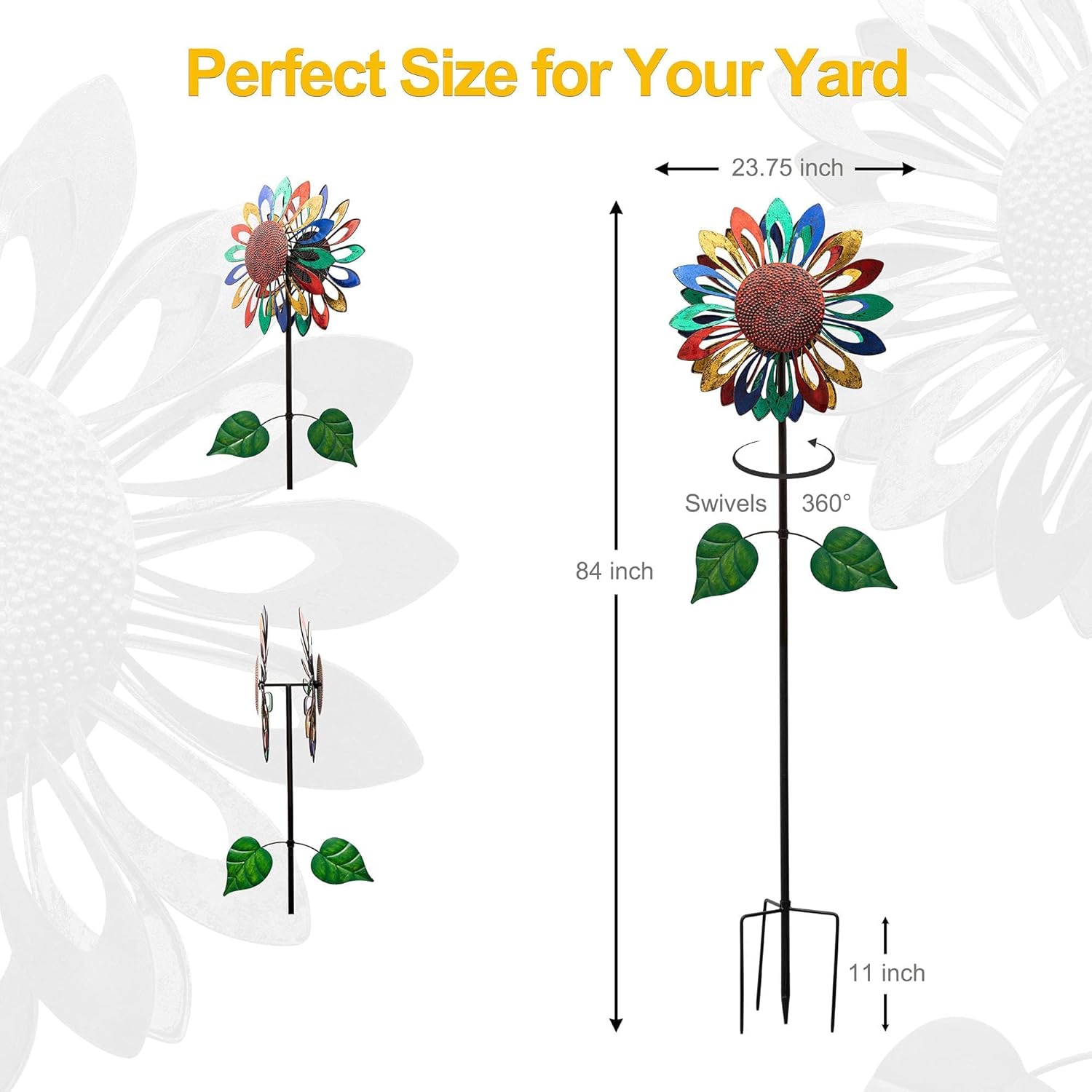 Super Sale 🛒 LimeHill Wind Spinner for Yard and Garden - Large Metal Wind Sculptures & Spinners for Outdoor (84 inches) (Colourful)