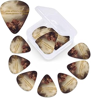 Inspirational Quotes Print Guitar Picks 12 Pack Guitar Plectrums with Storage Box Bass Picks For Acoustic Guitar Bass Electric Ukulele Includes 0.46mm, 0.71mm, 0.96mm