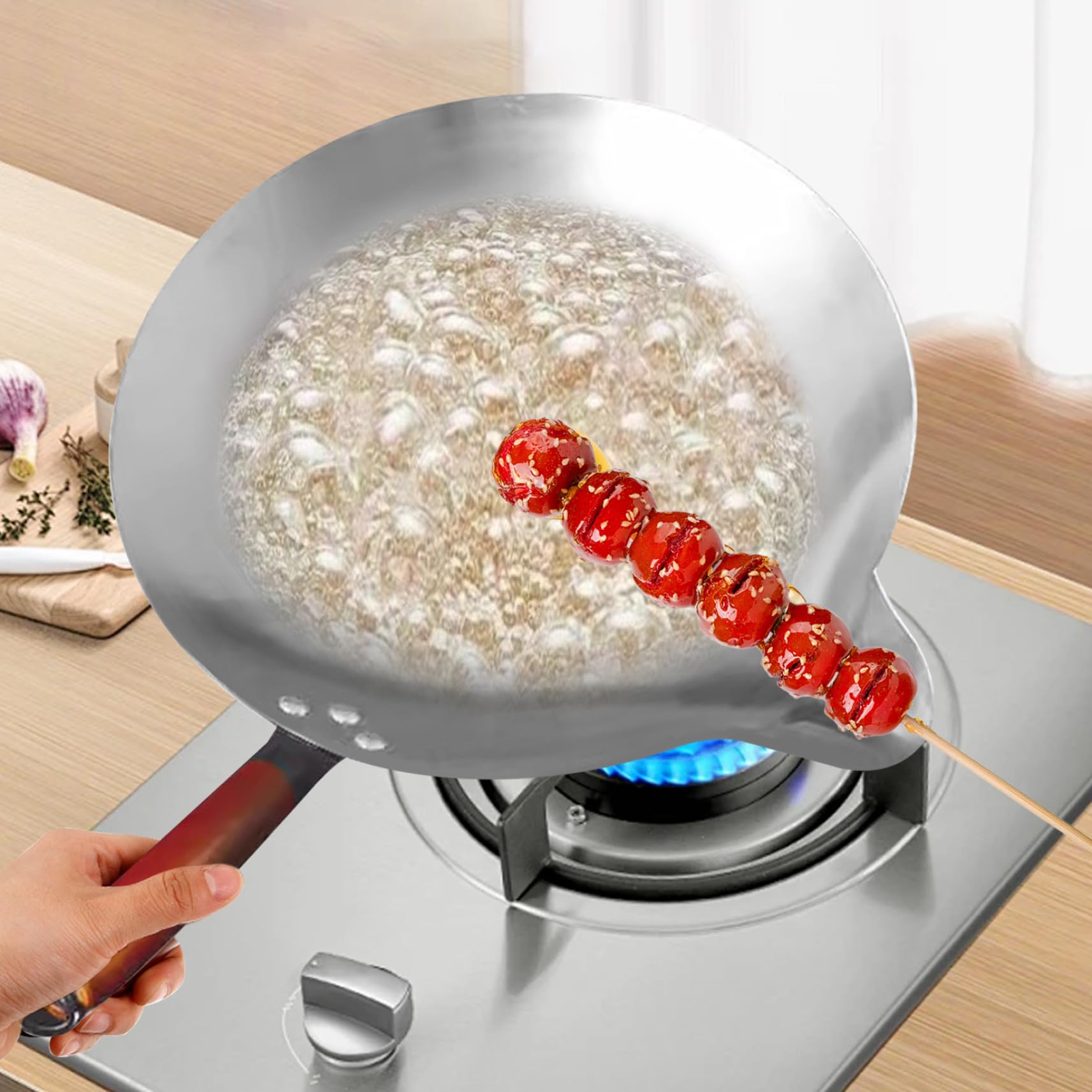 Candy Melting Pot Wok in ghisa con beccuccio a V in Acciaio Inossidabile Resistente al Calore