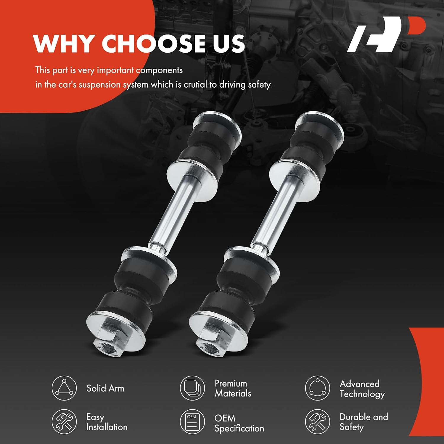 A-Premium 2 x Front Sway Bar Links Stabilizer Bar Links, Compatible with Chevy Malibu, Impala, Tahoe, Camaro, Caprice, GMC Yukon, Buick Regal, Cadillac Seville, Oldsmobile Cutlass, Pontiac Grand Am