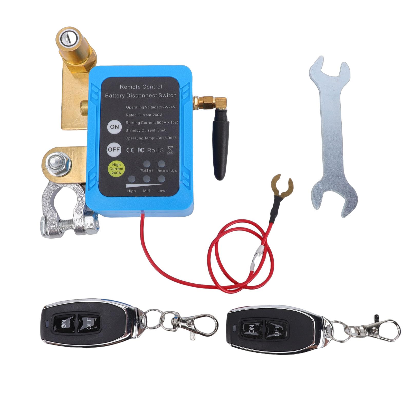 Interruttore Staccabatteria, ABS e Ottone con Telecomando, 240A 12V 24V per Auto, Camion, Barche Previene il Consumo di Energia
