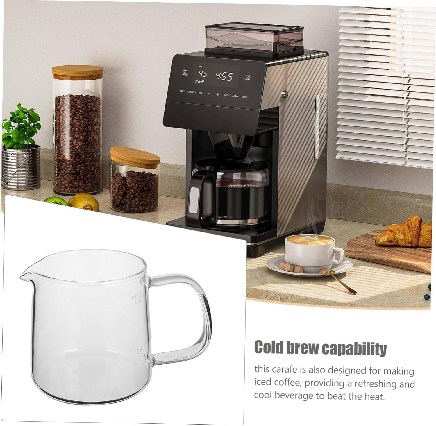 Heatproof Clear Glass Coffee Server for Hand Drip and Cold Brew Borosilicate Stovetop Kettle for Home and Office Cold Brew Carafe for Sharing Fresh Coffee