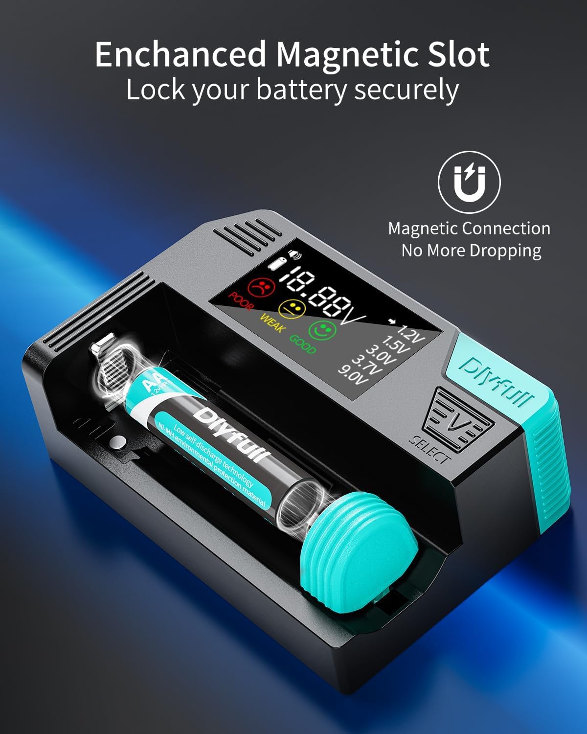 DLYFULL DB1 Universal Battery Tester with magnetic slot