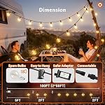 addlon Outdoor String Lights 100FT G40 with Remote, 50+4 LED Shatterproof Bulbs, Dimmable Patio Globe Lights Waterproof, Hanging Outside Lighting for Backyard, Garden, Deck, Balcony, Porch, Decor