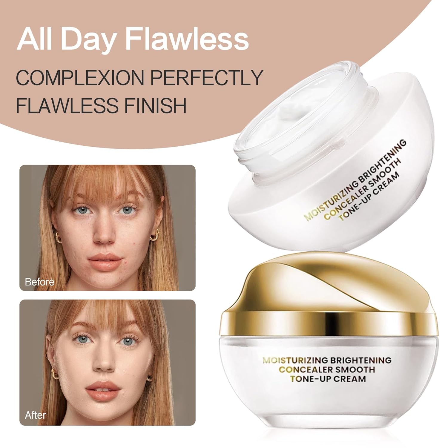 2PCS Ownawant Crema De Maquillaje,Crema De Maquillaje,Detroitrain Moisturizing Concealer Smooth Tone-Up Cream, Corrector Iluminador Hidratante Crema Tónica Suave, Base De Maquillaje - Image 5