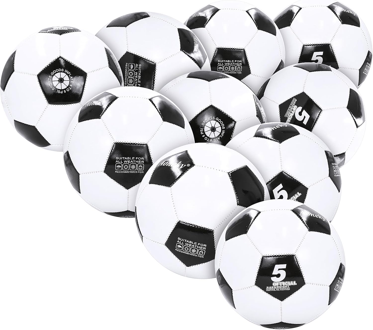 Size 5 - 10-Pack Deflated Ball with Pump
