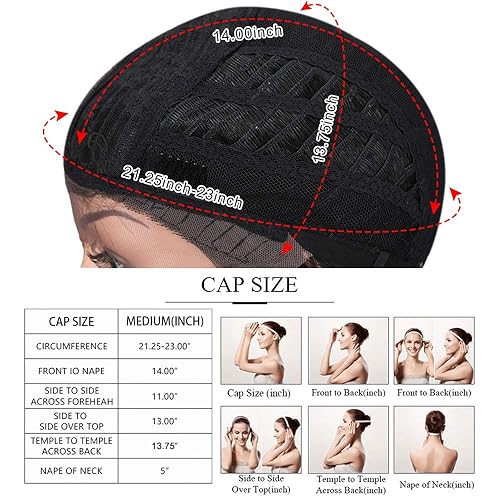 Miniatura 6 de Joedir Pelucas de encaje frontal rubio degradado de 28 pulgadas de largo, pelucas sintéticas onduladas pequeñas para mujeres negras, pelucas de