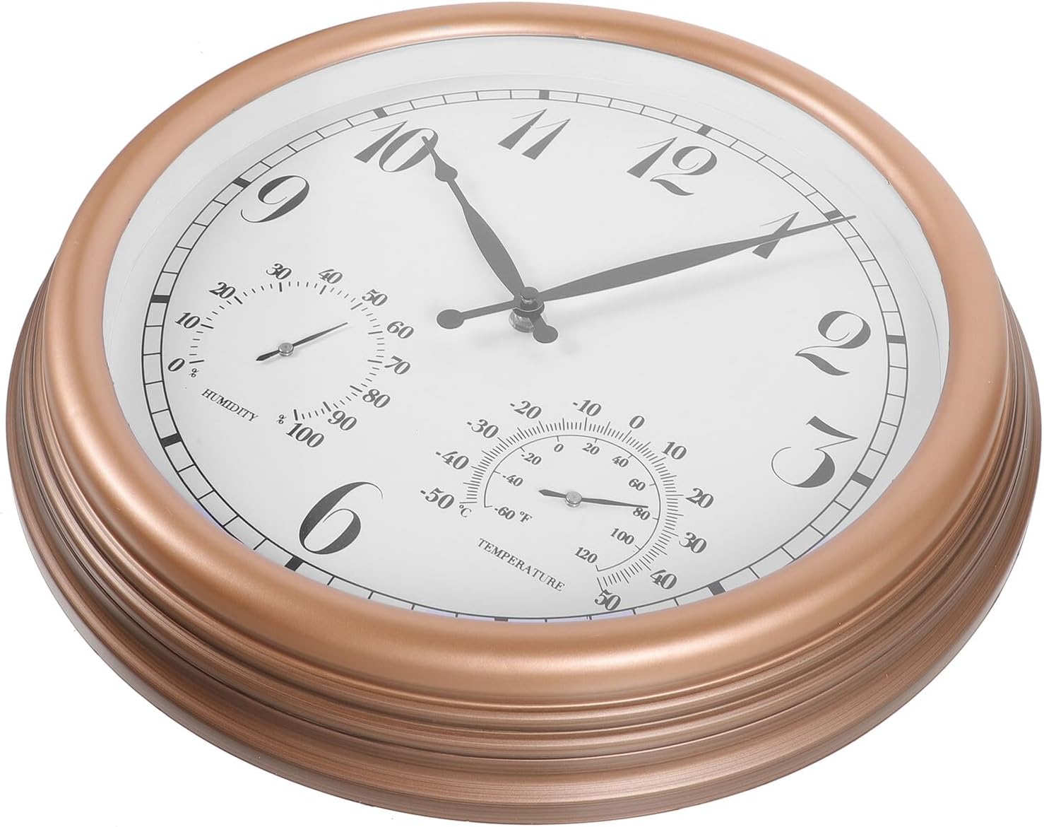 Outdoor 15-inch Vintage Style Waterproof Wall Clock with Thermometer and Hygrometer for Garden Patio, Non-Battery Operated Hanging Clock Suitable for Outdoor Use Random Style