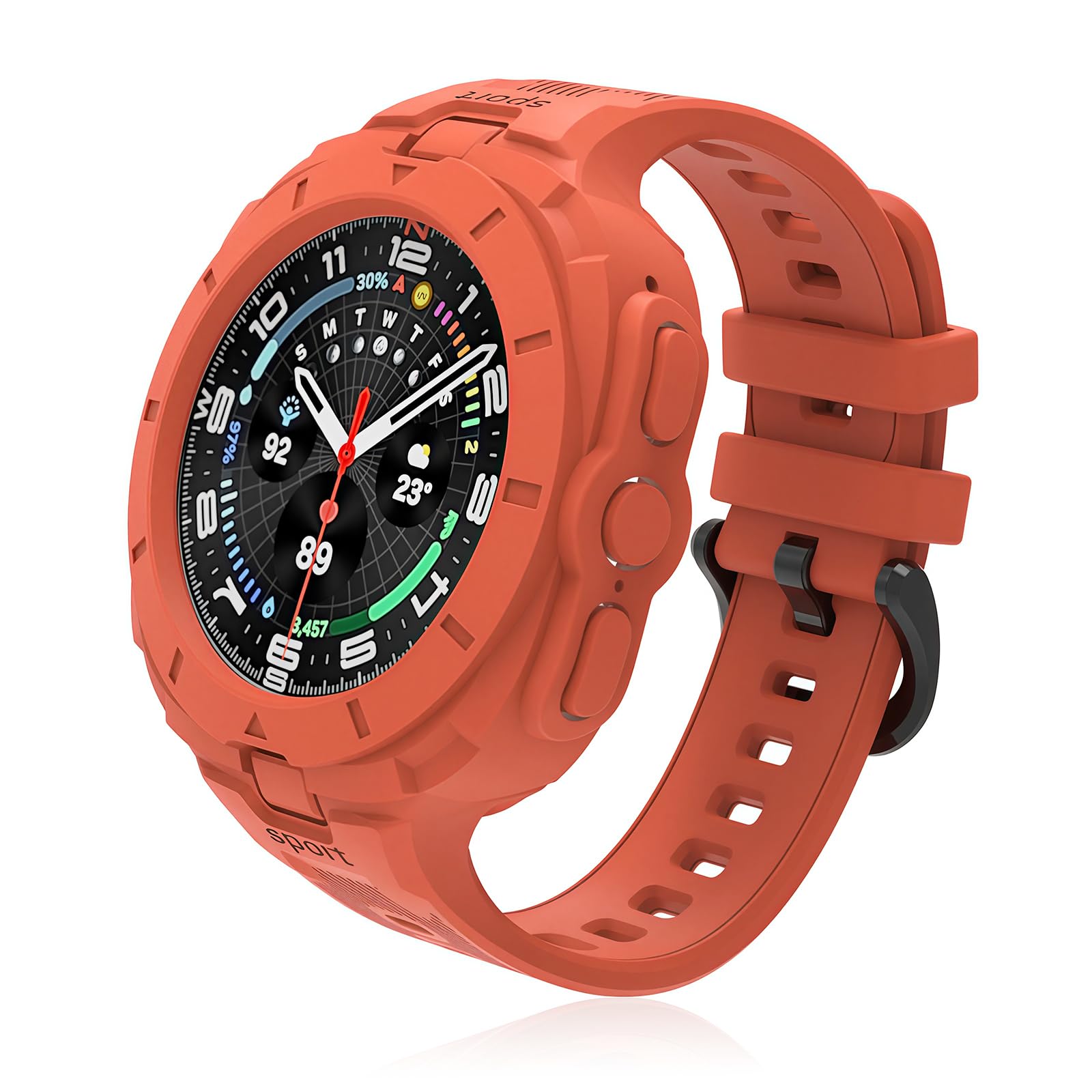 HAYONLIY TPU Rugged Sport Band Compatible for Samsung Galaxy Watch Ultra 47mm(2024), Adjustable Strap with Protective Case for Samsung Galaxy Watch Ultra Men