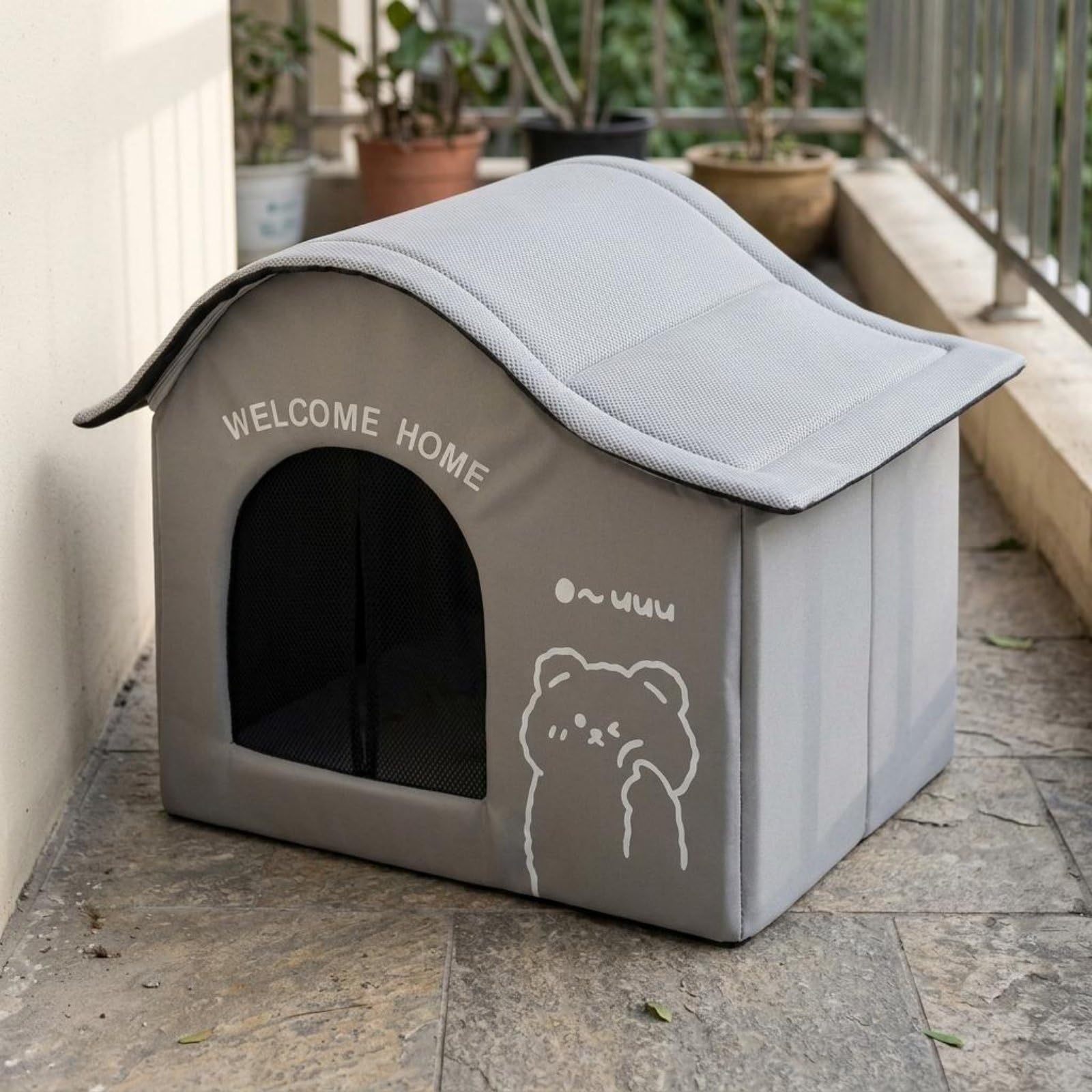 kowaku Rifugio Letto per Animali Cuccia Casa Struttura Isolante E Alloggio Ghiaccio per Benessere Estivo Adatto per Cani, Grigio Mylo + Scatola Di Ghiaccio, L Adatto Per Peso Entro 25 Jin