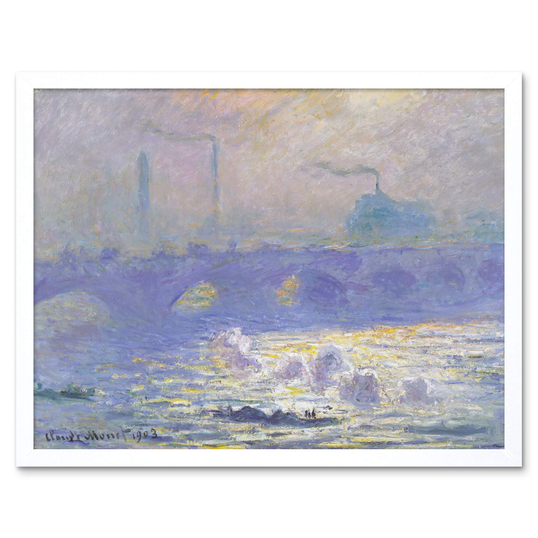 Claude Monet Waterloo Bridge Art Print Framed Poster Wall Decor 12x16 inch