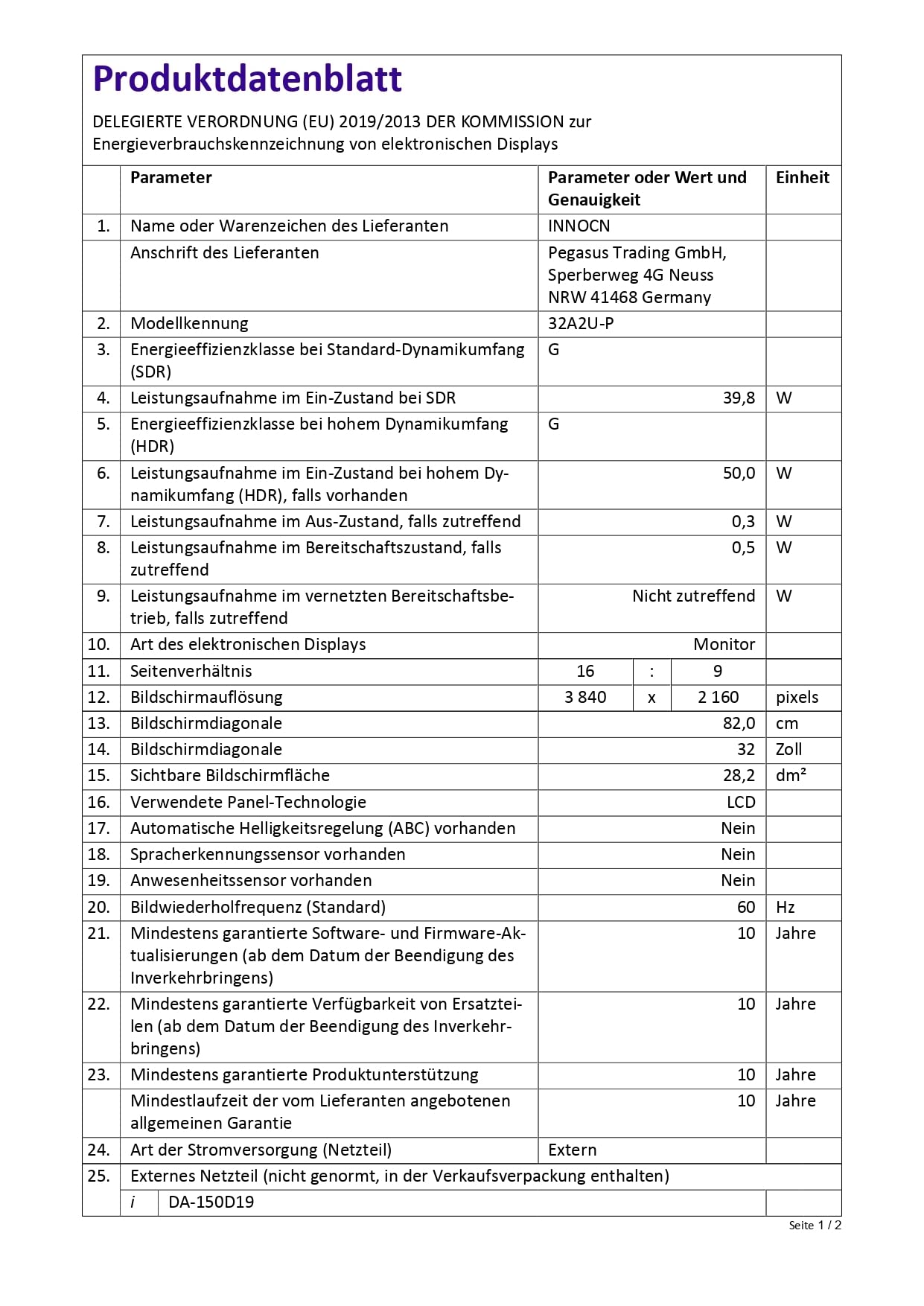 INNOCN 4K Monitor 32 Zoll, UHD IPS Bildschirm Professioneller
