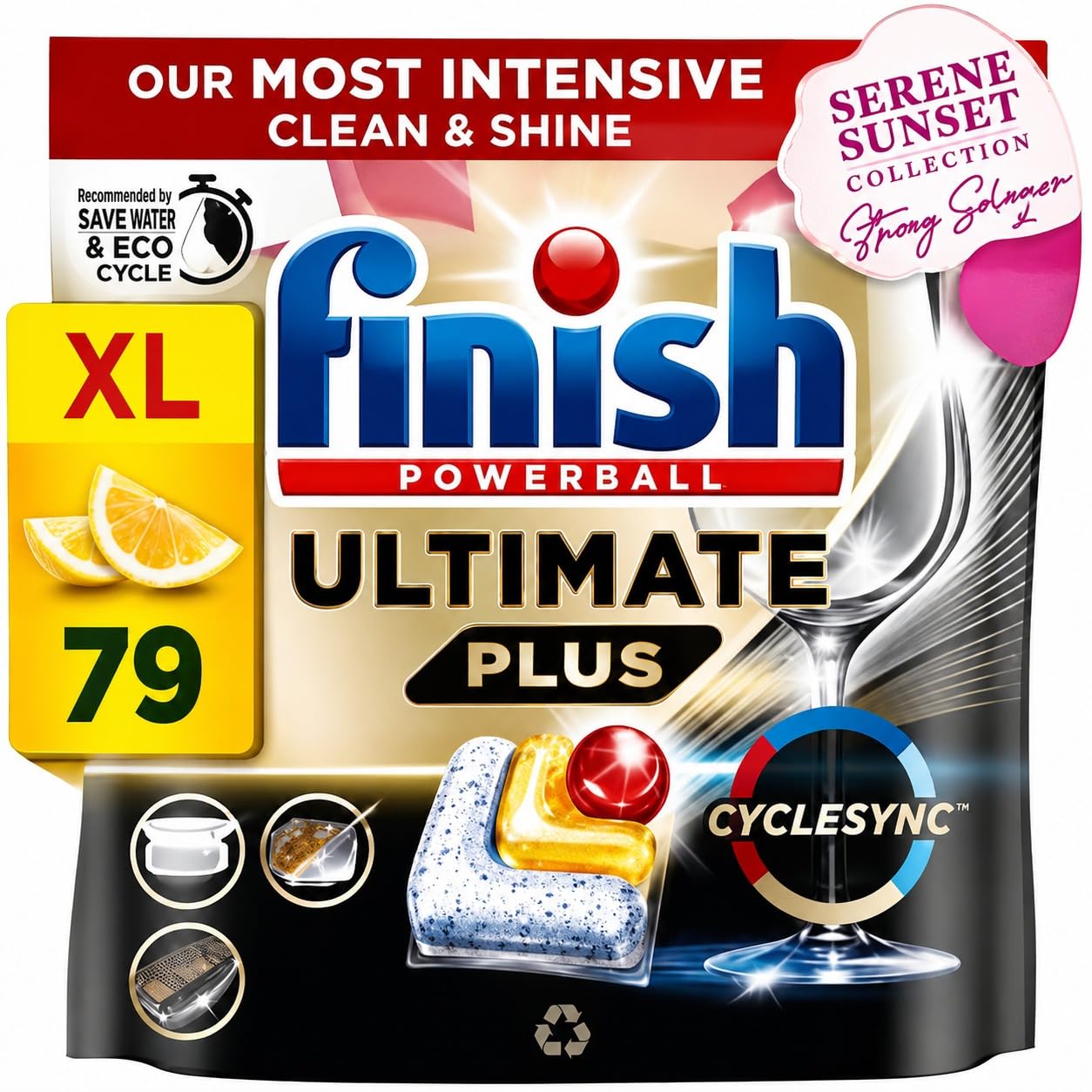 Finish Ultimate Plus All in One Dishwasher Tablets 79 Lemon