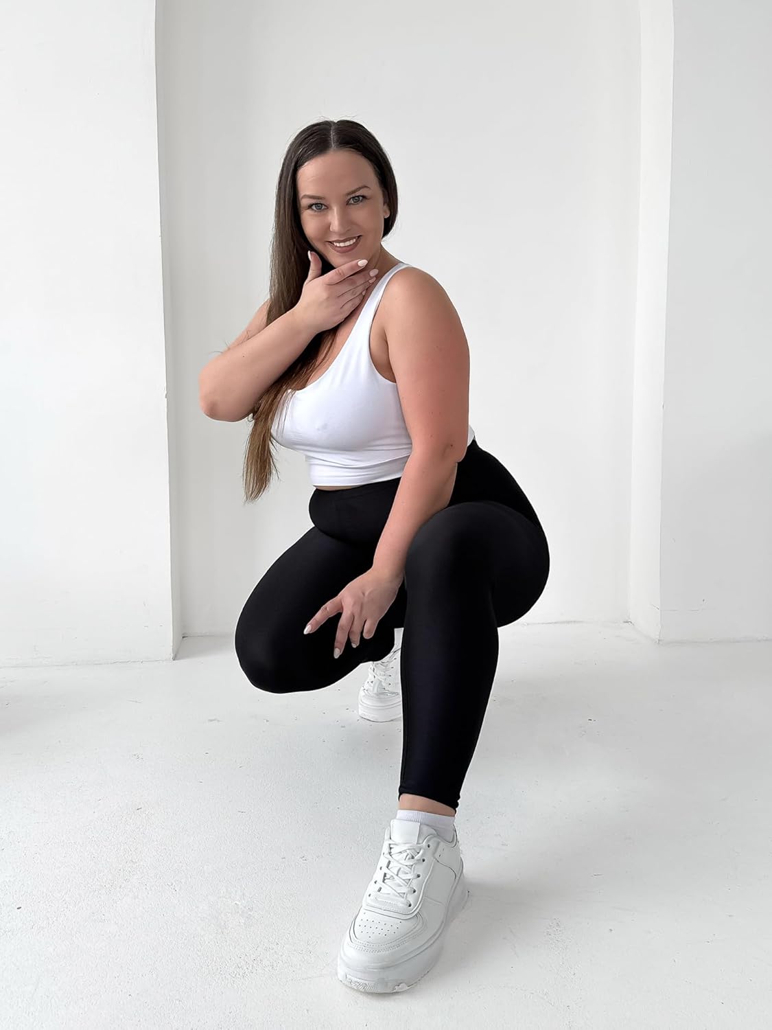 Women Shiny Leggings – 80s/90s Vintage Style, Neon Green, Pink, Orange, Blue, Violet, Black– Rave & Disco Wear - Image 9