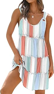 Sundresses for Women 2025 Vacation Swimsuit Cover Ups Boho Floral Beach Dress T-Shirts Tank Dresses