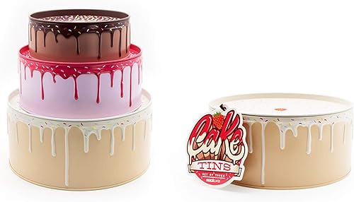 Miniatura 3 de Suck UK Cajas para tartas y latas de galletas con tapas para regalo, contenedor de almacenamiento de pasteles con diseño escalonado para cupcakes y