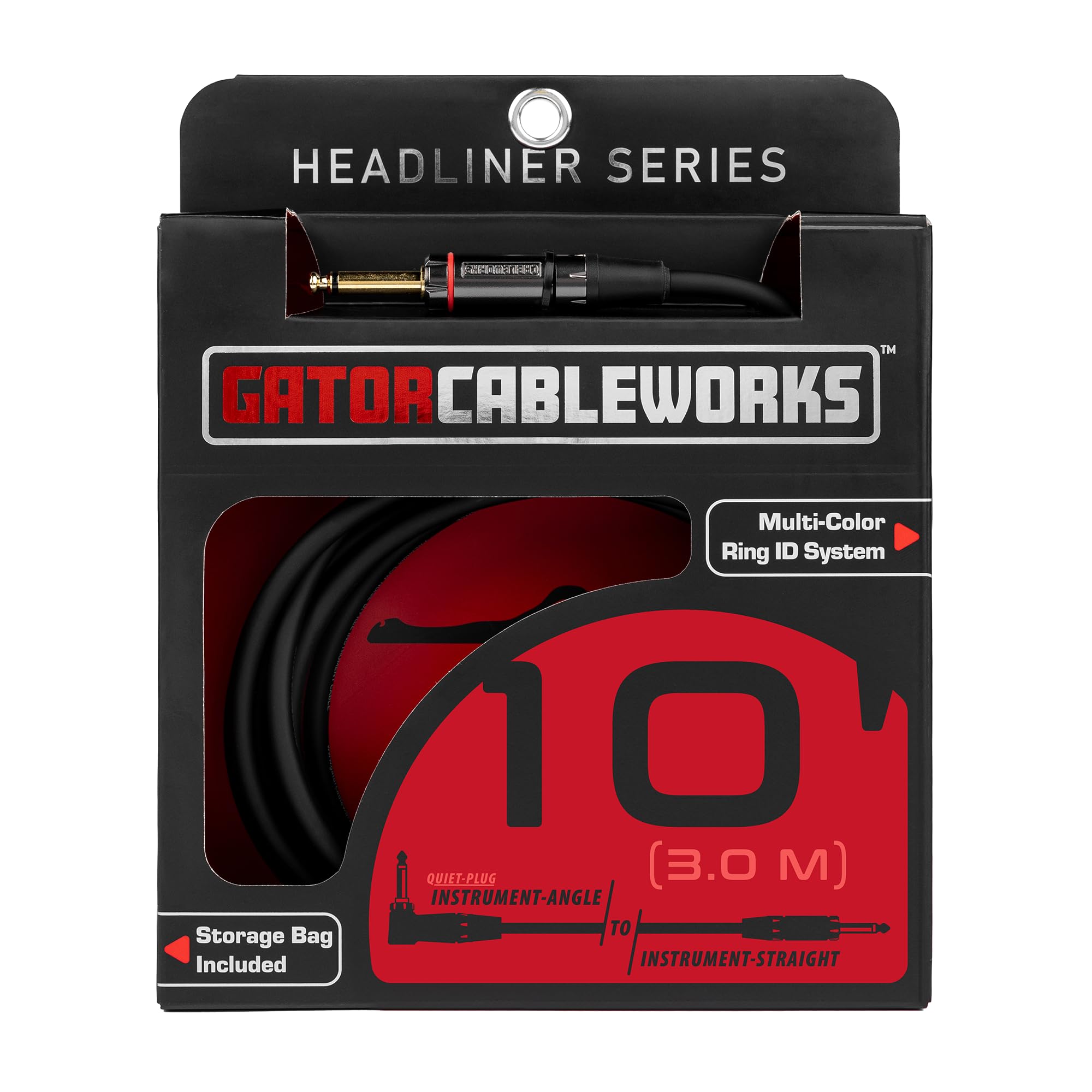 GATOR CABLEWORKS Cable para instrumentos serie Headliner 3 m recto/acodado con silenciador (GCWH-INS-10RAQT)