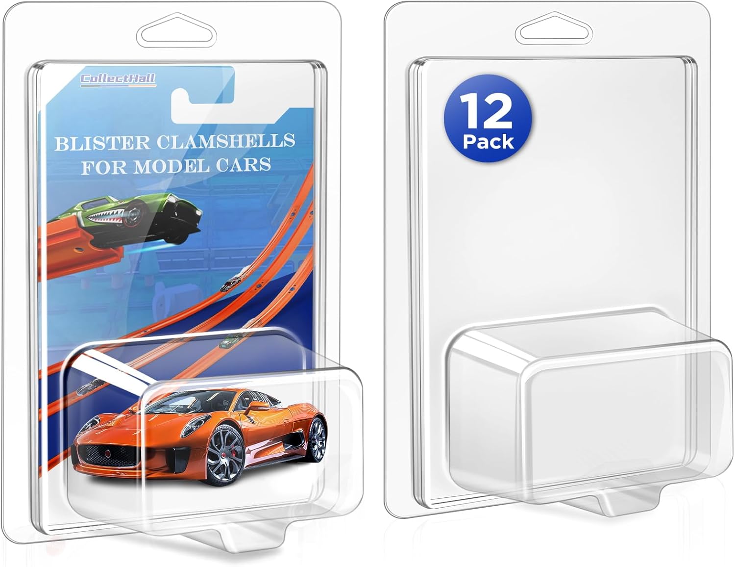 Blister Clamshells Compatible with 1/64 Model Cars, 12 Pcs Wheel Display Case for Carded Diecast Cars, Protector, Crystal Clear, Tight Closure -(Not for Special Size) 7.5 x 5 x 2 Inch
