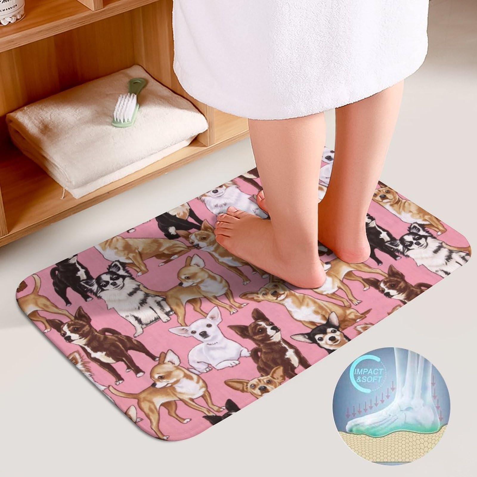 犬柄のかわいいバスマット お風呂マット 足ふきマット 速乾 洗える 犬柄のかわいいバスマット お風呂マット 足ふきマット 速乾 洗える