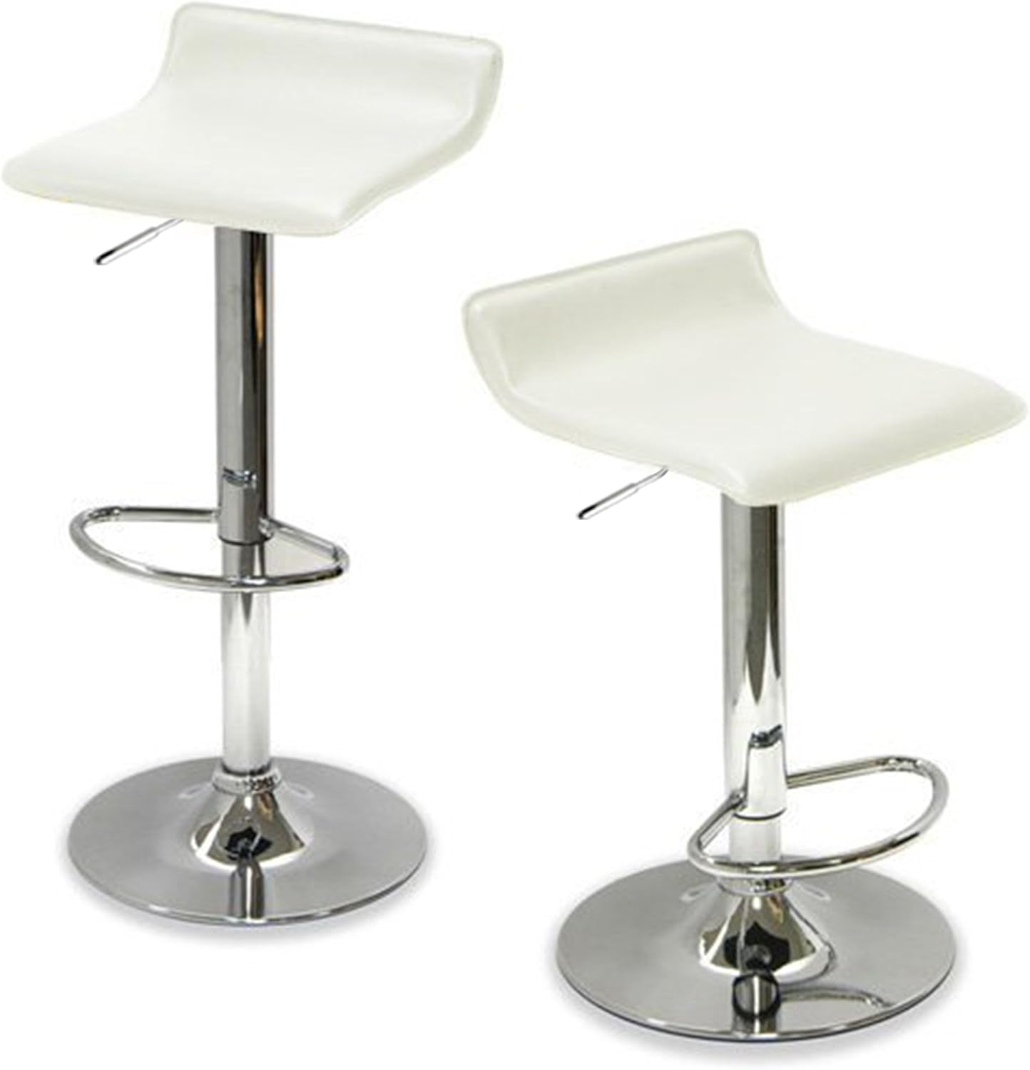 PU Leather Swivel Hydraulic Bar Stool, Set of 2, White