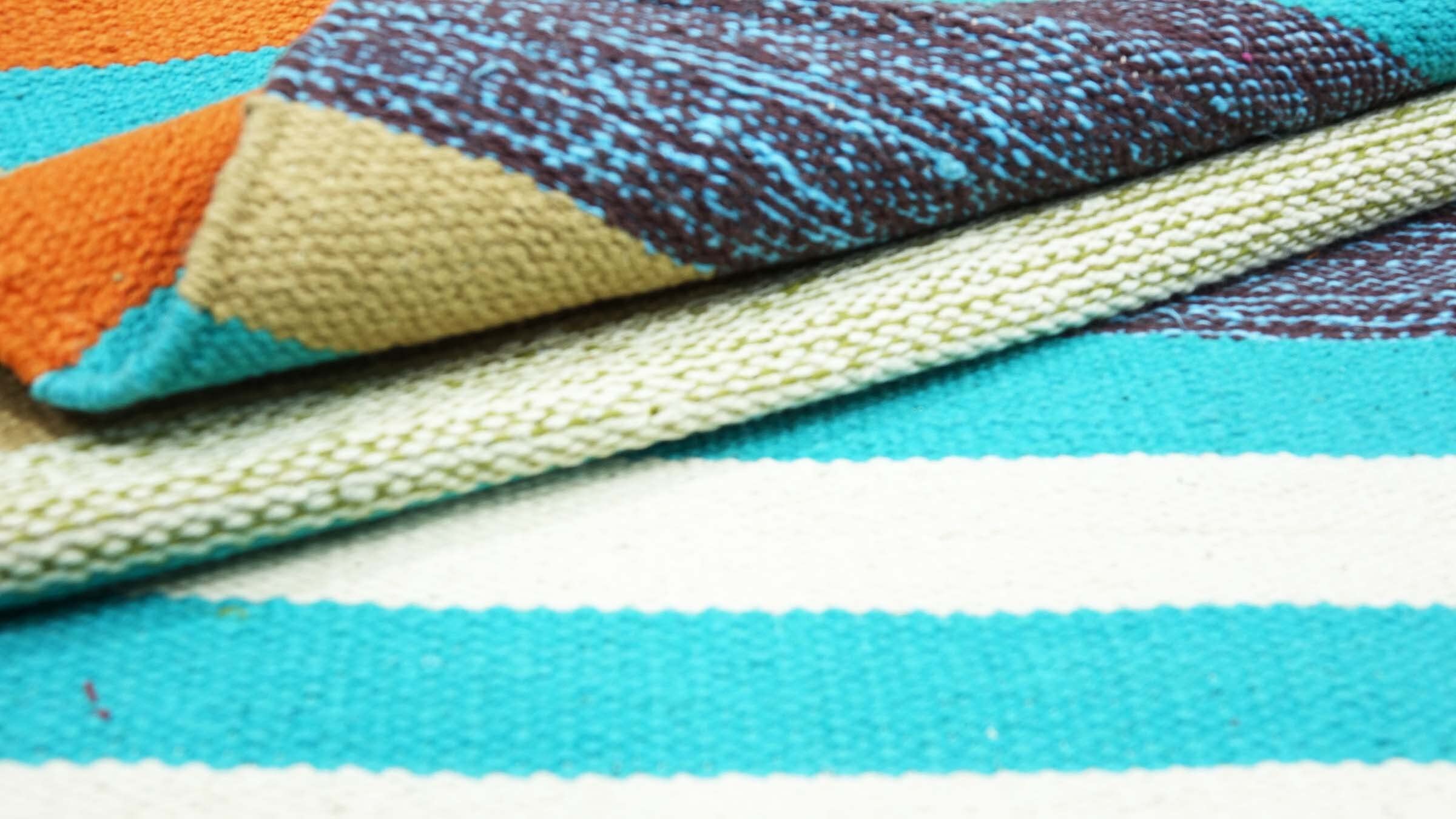 Knallbunter Kelim Teppich 60x120 Handgewebt Mehrfarbig Streifen Handarbeit 14