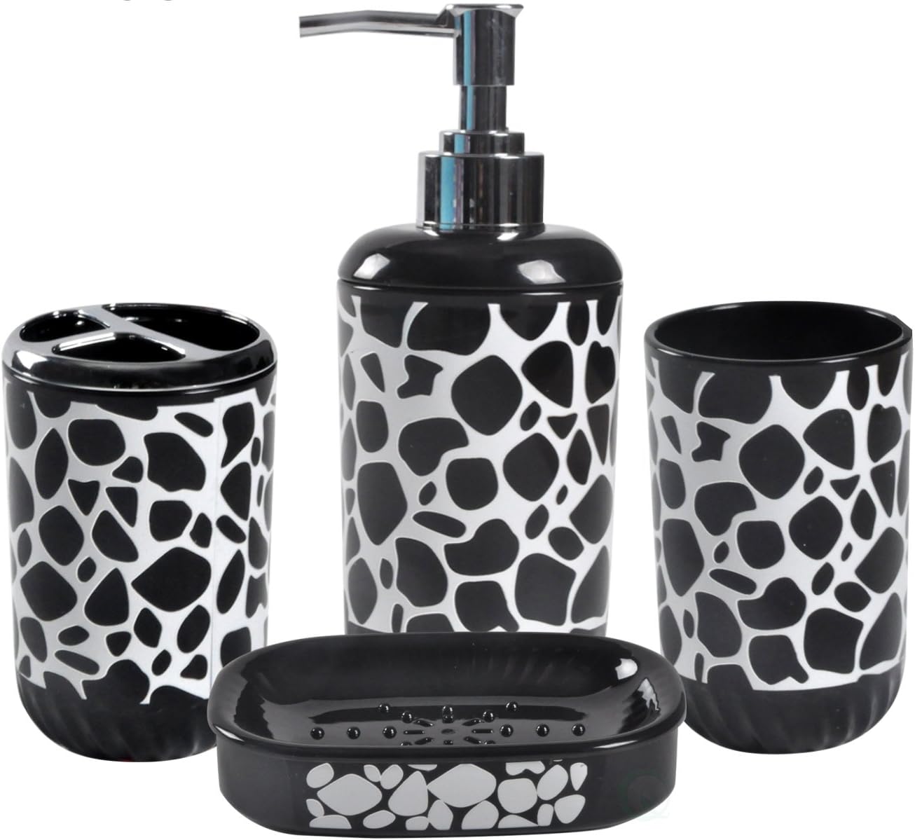 4 Piece Bathroom Accessory Set - Includes Soap Dispenser, Toothbrush Holder, Tumbler, and Soap Dish
