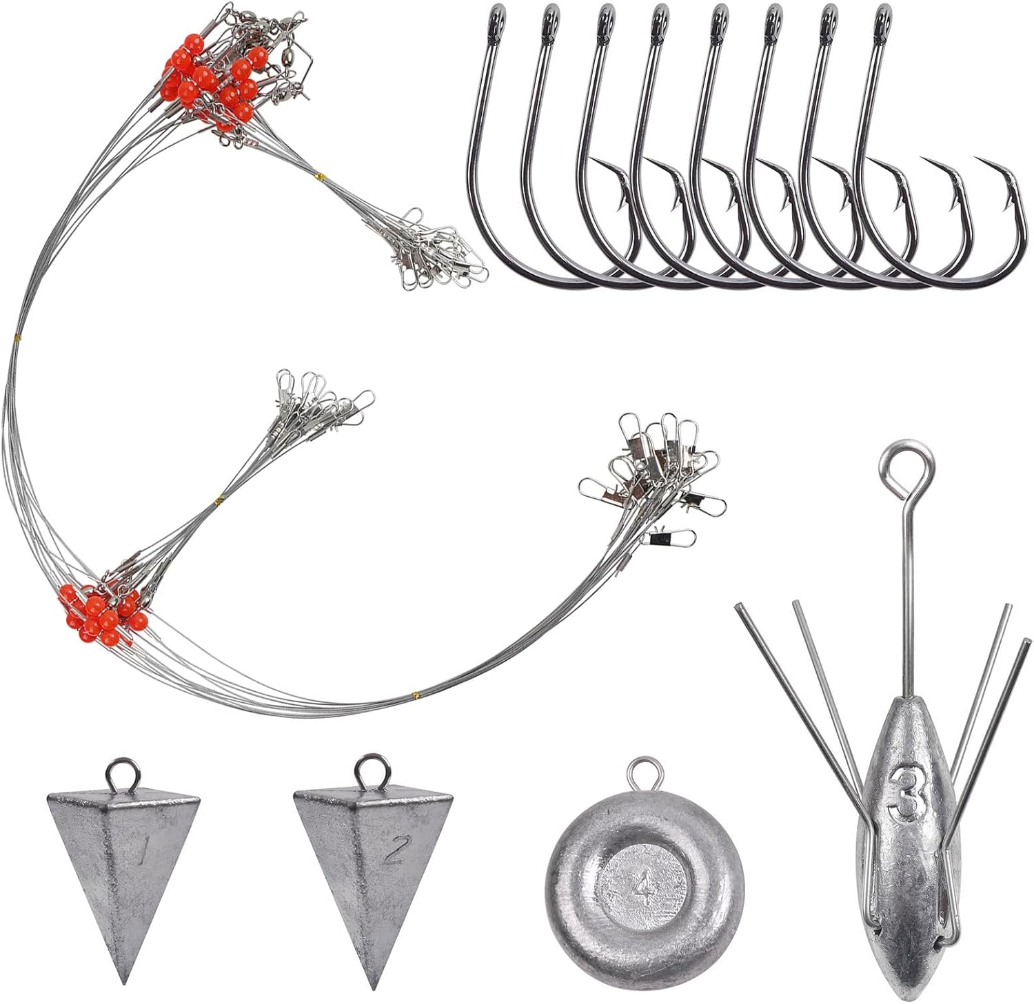 JSHANMEI Surf Fishing Tackle Kit Surf Fishing Rigs Double Hook Bottom Rigs Hi-Lo Rig Fishing Leader Rig Pier Fishing Catfishing Bottom Fishing Beach Ocean Saltwater Fishing Rigs