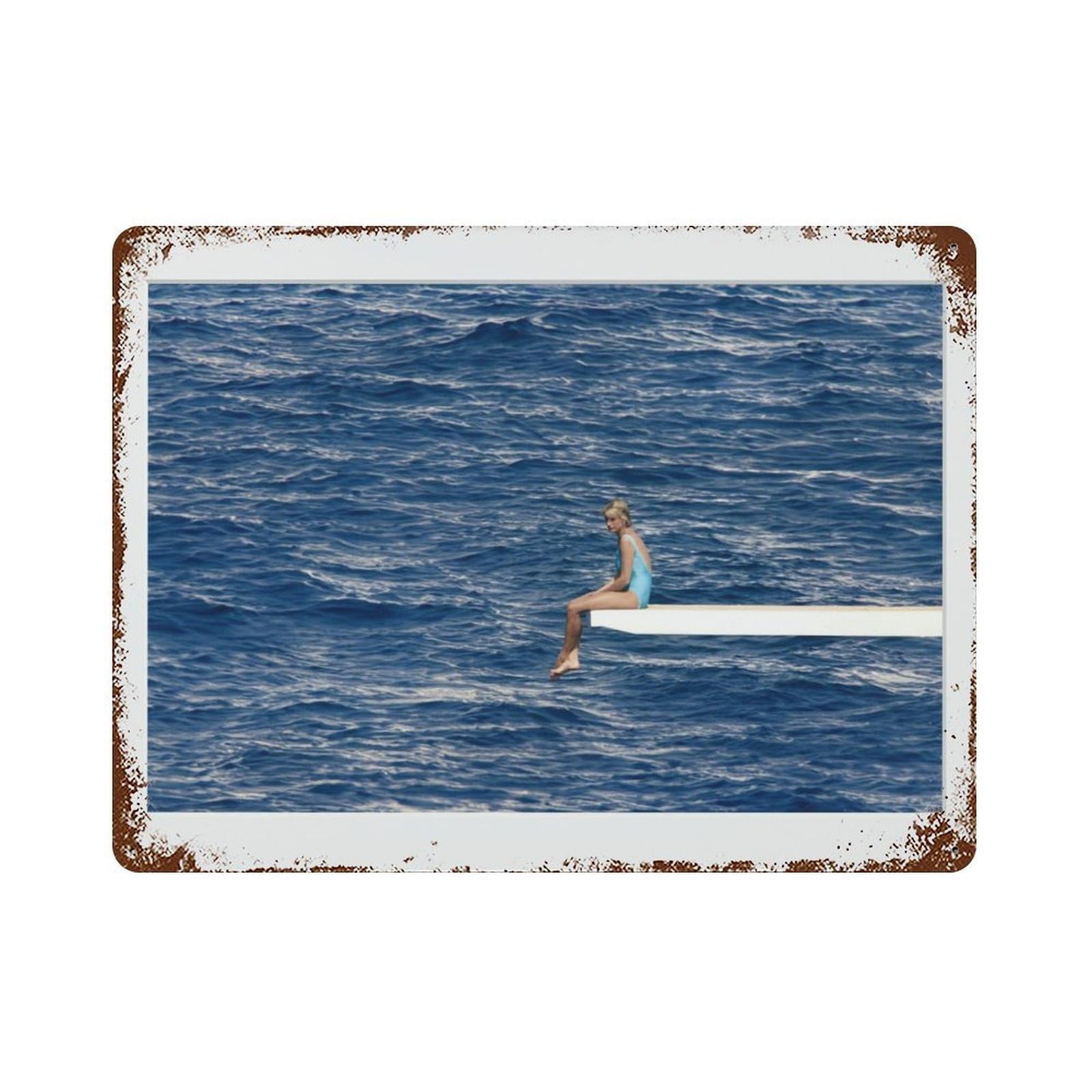 xiaoxiaoshen Princess Diana on Yacht, Photography S2 Wall Decor Art Metal Tin Poster Modern Home Decor Art Home Bar Shop Decorations Vintage Sign 30x40cm