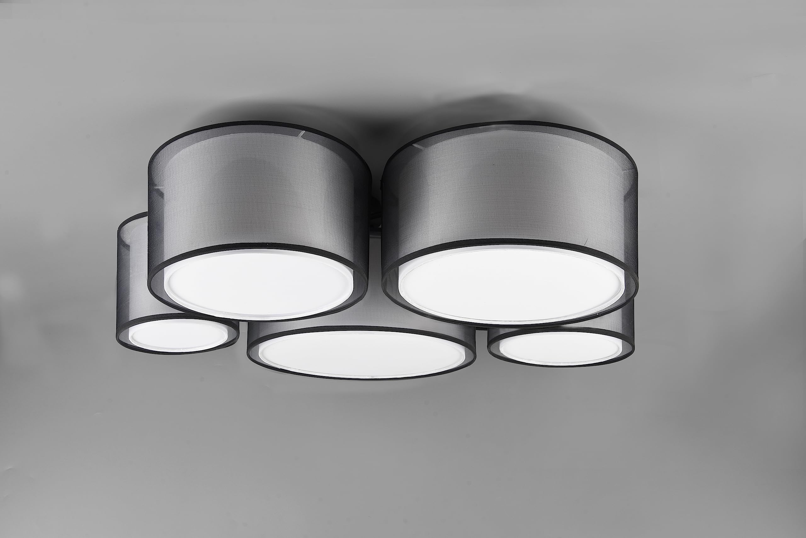 Lampe De Table Reality RIO - Abat-jour Organza Fumé - Métal Noir - 28.5cm - E14 Max 28W