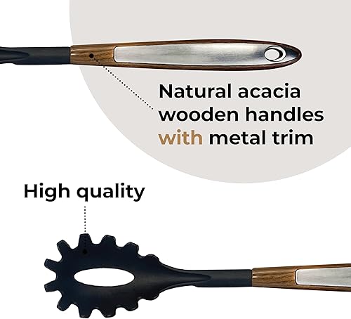 Miniatura 5 de Juego de 6 utensilios de cocina resistentes al calor, no rayan, juego de cucharas de cocina de nailon para utensilios de cocina antiadherentes con