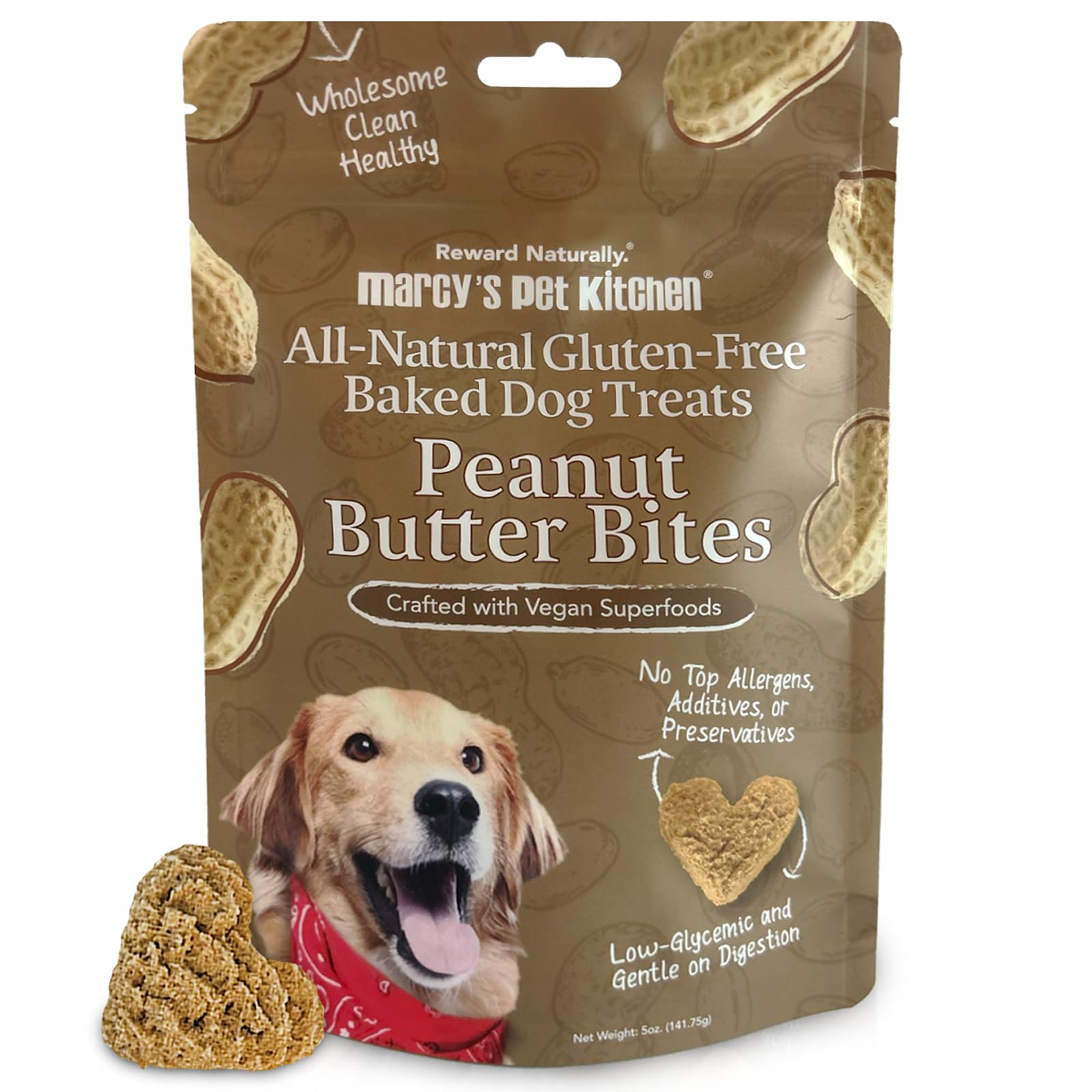 Marcy's Pet Kitchen-Diabetic- All Natural, Crunchy, Peanut Butter Dog Treats - Vet Approved- No Preservatives-Vegan, Gluten Free, Human Grade -