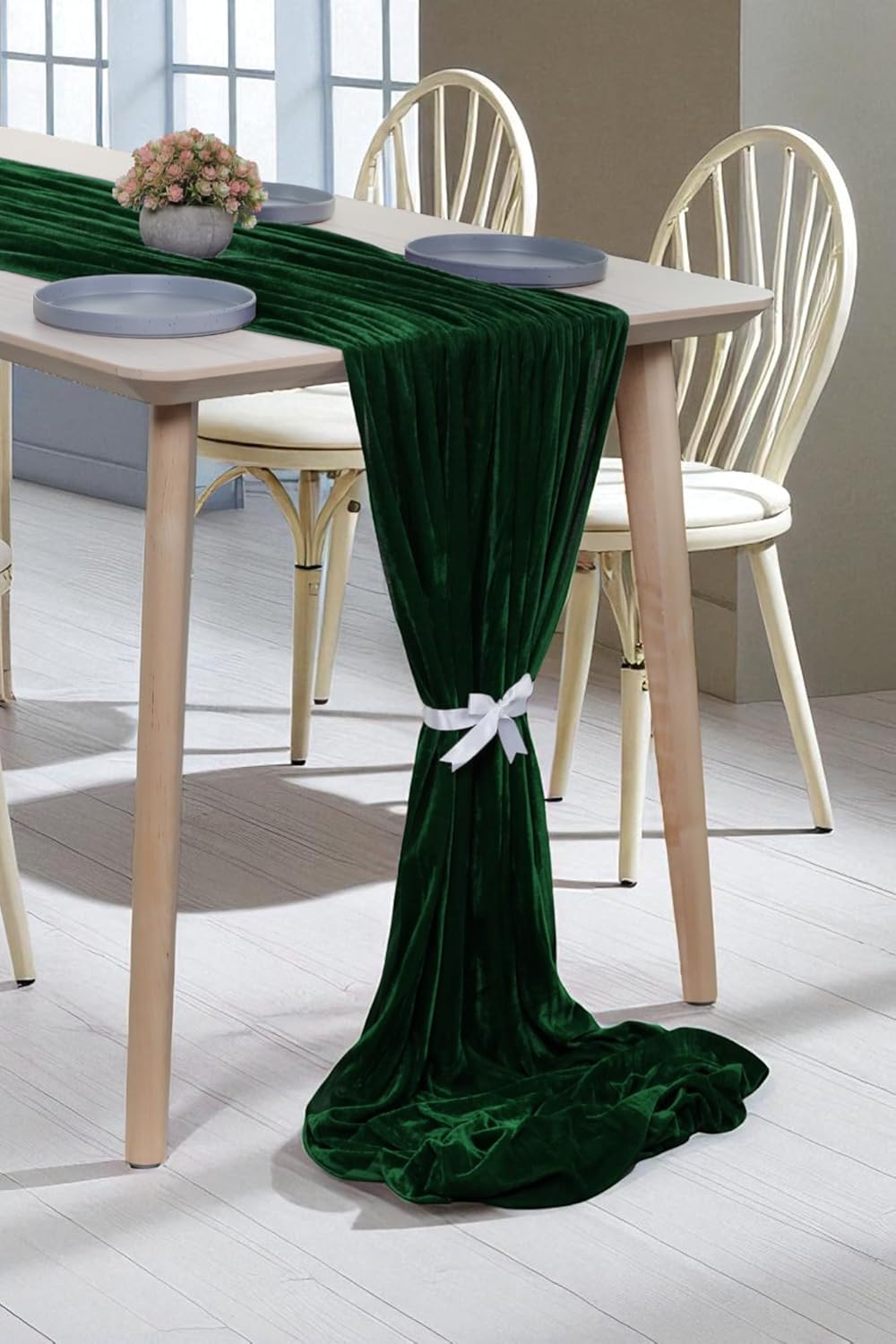 MDS Pack of 12 | Hunter Green | Velvet Table Runner 20 x 120 Inches 10ft Long Luxurious Soft Romantic Wedding Runners for Party Reception Bridal Shower Birthday Banquets Dinner Table Decoration