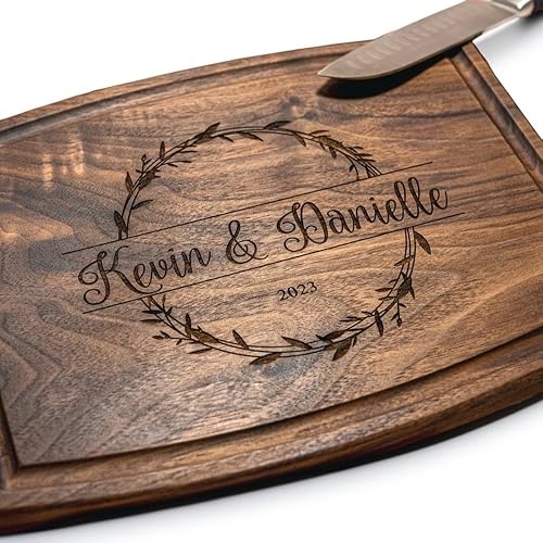 Personalized Cutting Board, Custom Wedding, Anniversary or Housewarming Gift Idea, Wood Engraved Charcuterie, for Couples and Friends, Classic