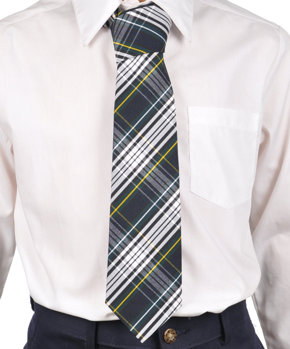 Cookie's Boys' Traditional 4-in-Hand Necktie - green/white/gold *plaid #61*,