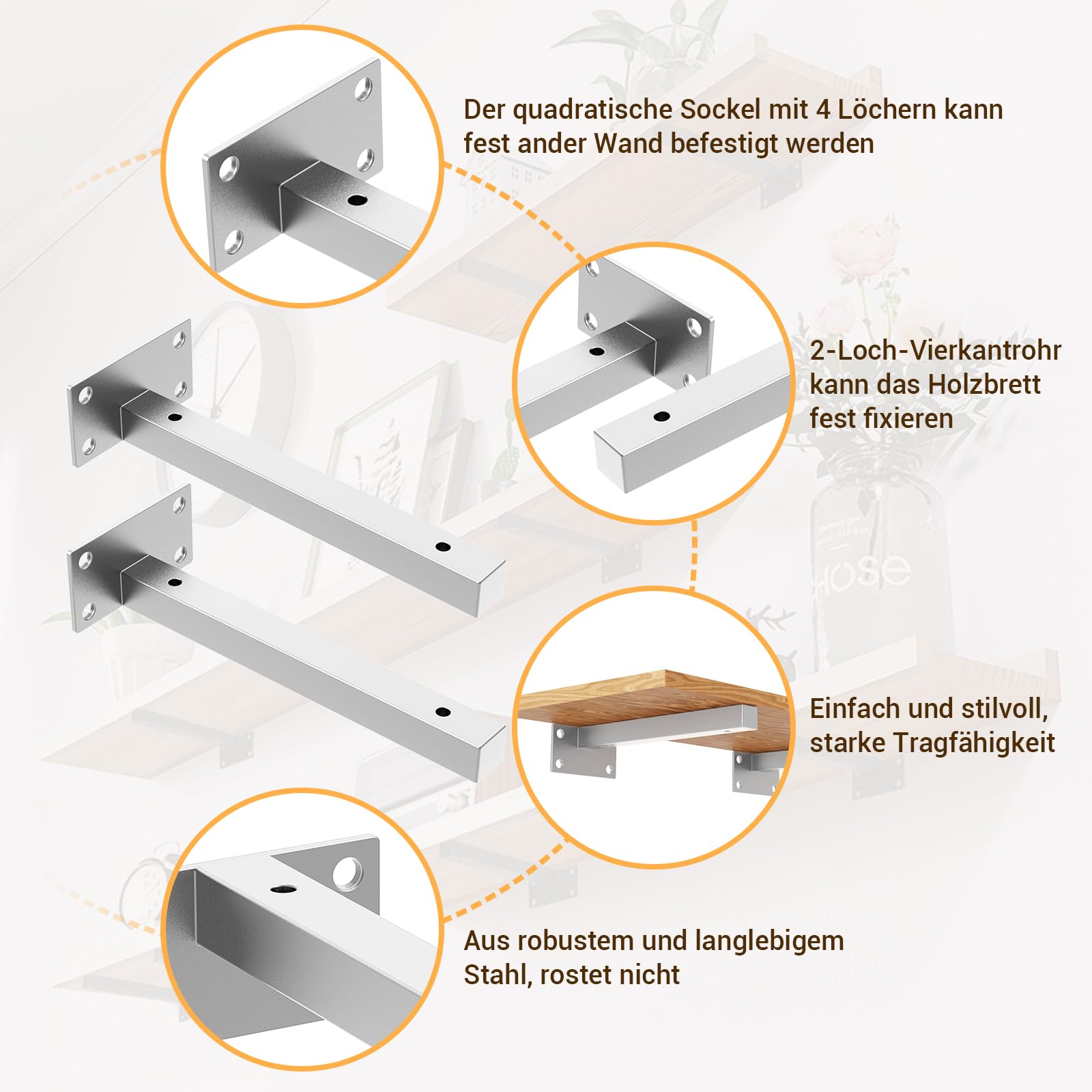 Pack of 4 Wall Brackets, Shelf Brackets, Heavy Duty Brackets, Wall Shelf, Goods Holder - Image 3