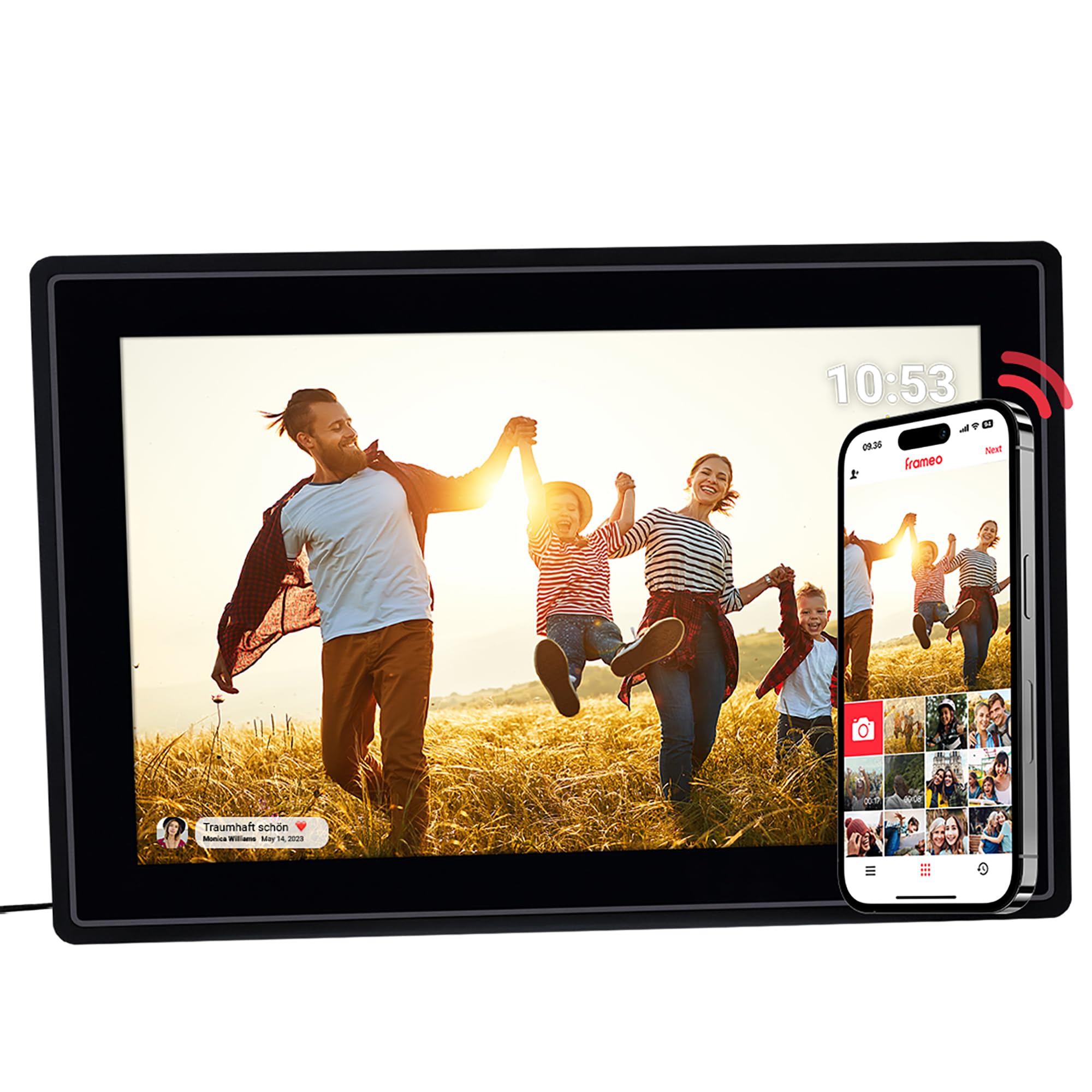 Rollei Smart Frame WiFi 100 czarna cyfrowa ramka na zdjęcia 10,1 cala z funkcją WiFi do odtwarzania zdjęć i filmów z dźwiękiem.