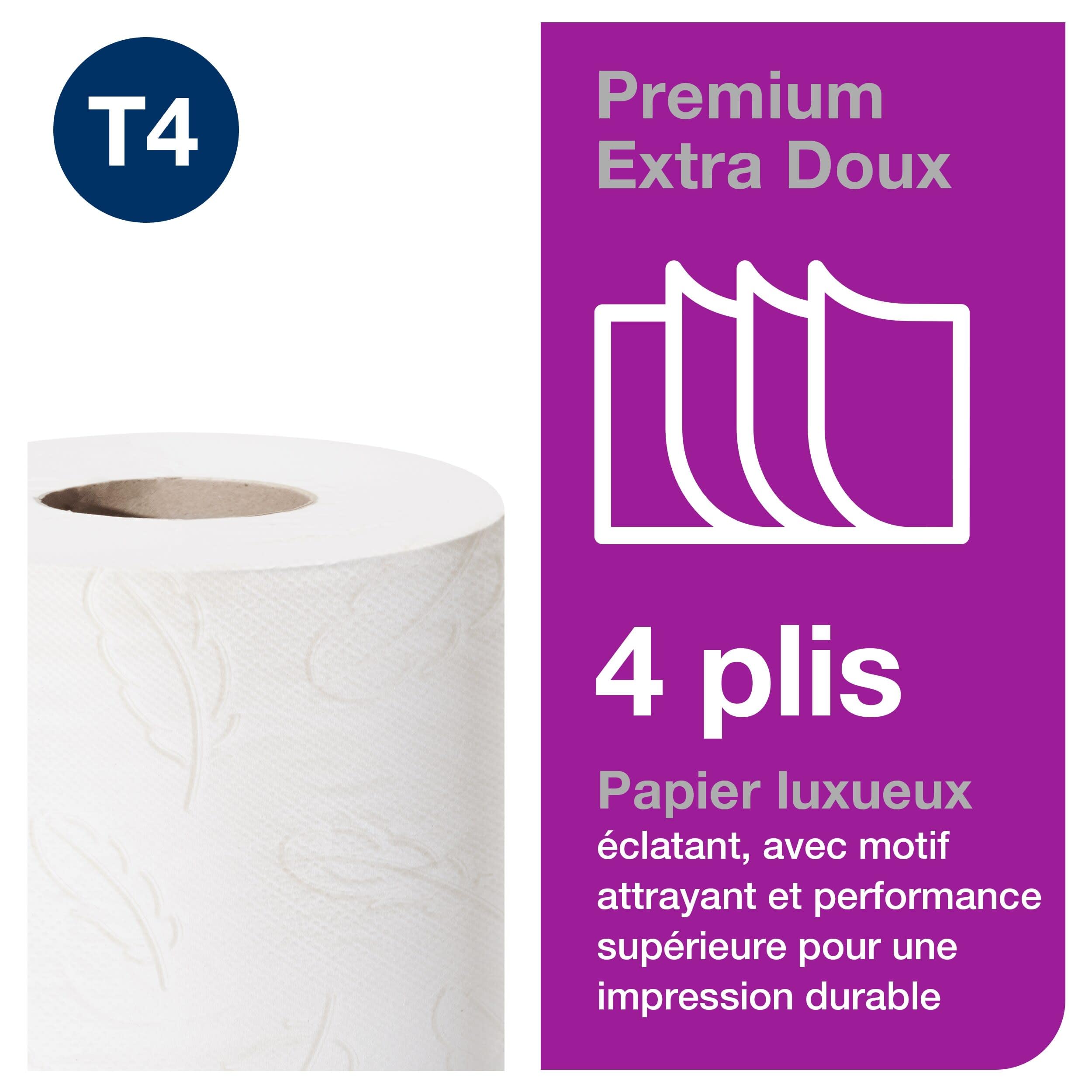 Tork Papier Toilette Rouleau traditionnel extra-doux blanc T4, Premium, 4 plis, 42 x 150 Feuilles, 110406