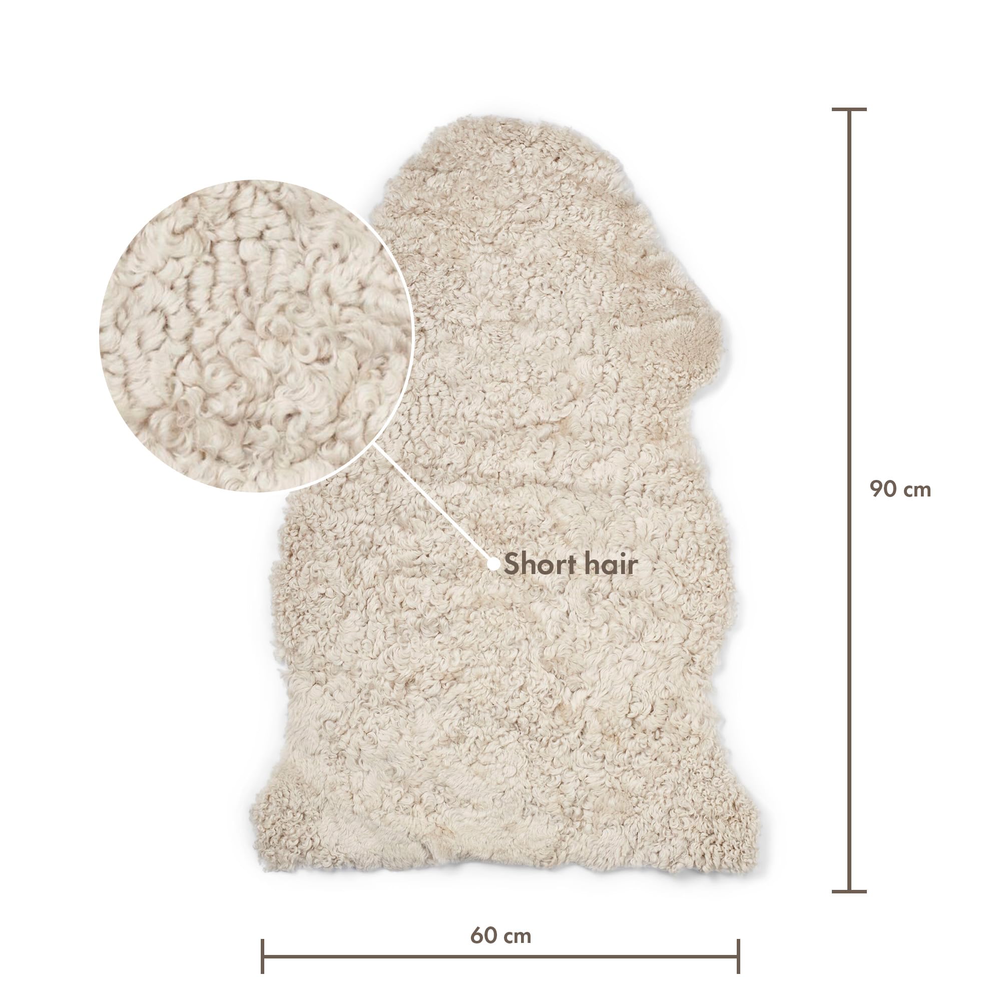 Nordic Sheep Real Sheepskin rug Short Hair 90x60 cm, Beige, 90 x 60 cm - Image 3