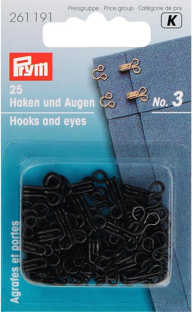 Hemline Haken Und Ösen Set – 14 Stück In Größe 3, Schwarz, Aus Rostfreiem Messing