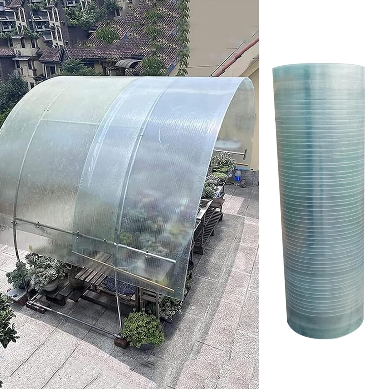 2.2mm Thick Polycarbonate Roof Panels, UV Resistant Transparent Greenhouse Film, Daylight Panels, Transparent Insulation, Polycarbonate for Gardening,1/1.2/1.5m Wide(1.5 * 14m)