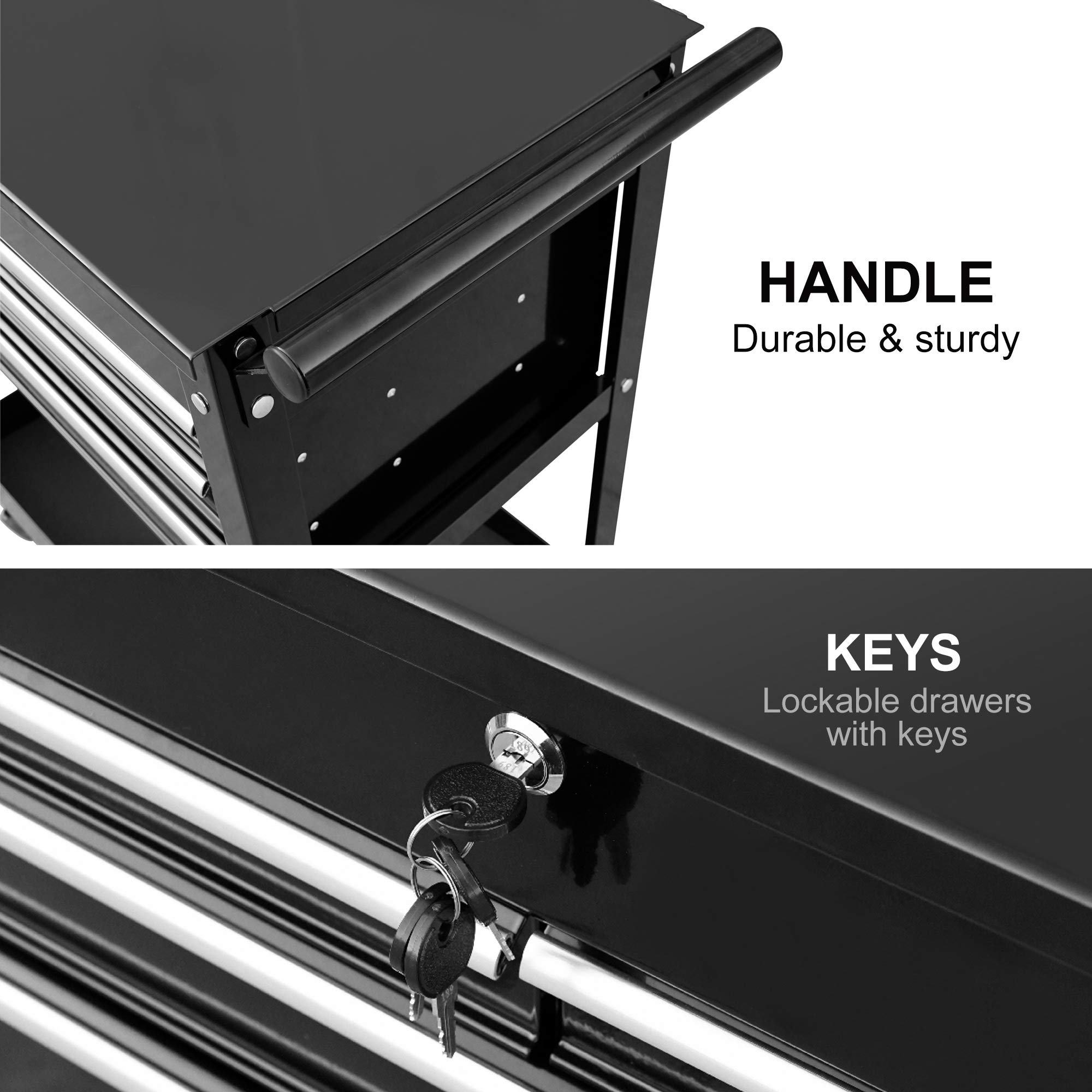 Aain Heavy-Duty Rolling Tool Cart With Drawers,Utility Tool Cart & Tool Chest with Storage for Garage and Warehouse, 580LBS Capacity