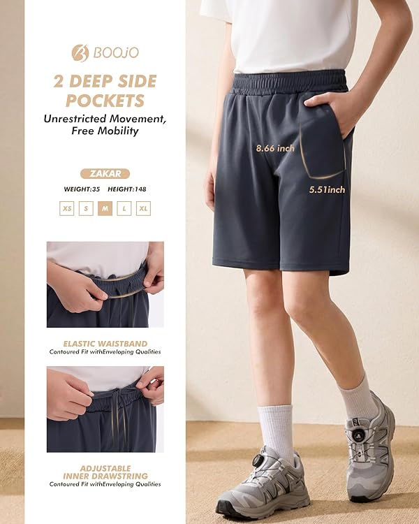 5 Pack Athletic Basketball Boys Shorts - Black Quick Dry Kids Youth Shorts by BOOJO - Image 3